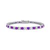 Image 1 : Sterling Silver Round Amethyst And Cubic Zirconia Tennis Bracelet 3.00 CT TGW