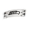 Image 1 : Stainless Steel And Rubber Seattle Seahawks Team Logo Bracelet - 8 Inch
