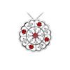 Image 1 : Ruby And Diamond Flower Pendant : 14K White Gold - 1.00 CT TGW