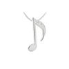 Image 1 : Diamond Music Note Pendant : 14K White Gold - 0.02 CT Diamonds
