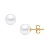 Image 1 : Akoya Cultured Pearl Stud Earrings : 14K Yellow Gold – 11 MM