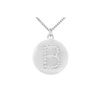 Image 1 : Diamond Initial B Disc Pendant : 14K White Gold - 0.33 CT Diamonds