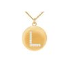 Image 1 : Diamond Initial L Disc Pendant : 14K Yellow Gold - 0.16 CT Diamonds