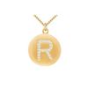 Image 1 : Diamond Initial R Disc Pendant : 14K Yellow Gold - 0.33 CT Diamonds