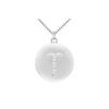 Image 1 : Diamond Initial T Disc Pendant : 14K White Gold - 0.20 CT Diamonds
