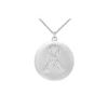Image 1 : Diamond Breast Cancer Awareness Ribbon Disc Pendant : 14K White Gold - 0.15 CT Diamonds