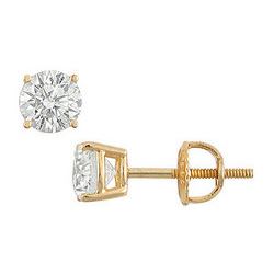 14K Yellow Gold : Round Diamond Stud Earrings – 1.00 CT. TW.