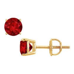 14K Yellow Gold : Prong Set Ruby Stud Earrings 1.00 CT TGW