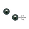 Image 1 : Tahitian Pearl Stud Earrings : 18K White Gold – 11 MM