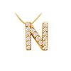 Image 1 : Classic N Initial Diamond Pendant : 14K Yellow Gold - 0.15 CT Diamonds
