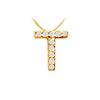 Image 1 : Classic T Initial Diamond Pendant : 14K Yellow Gold - 0.10 CT Diamonds