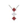 Image 1 : Ruby And Diamond Pendant : 14K White Gold - 1.00 CT TGW