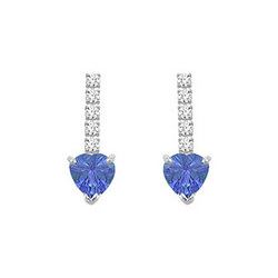 Diamond And Tanzanite Earrings : 14K White Gold - 1.25 CT TGW