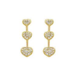 Diamond Heart Journey Earrings : 14K Yellow Gold - 0.50 CT Diamonds