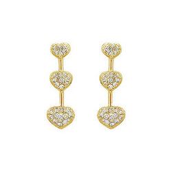 Diamond Heart Journey Earrings : 14K Yellow Gold - 0.50 CT Diamonds