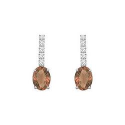 Diamond And Smoky Topaz Earrings : 14K White Gold - 1.25 CT TGW