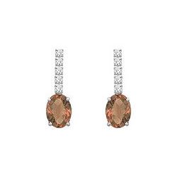 Diamond And Smoky Topaz Earrings : 14K White Gold - 1.25 CT TGW