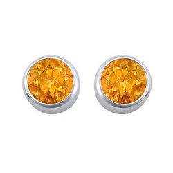 Citrine Bezel-Set Stud Earrings : .925 Sterling Silver - 2.00 CT TGW