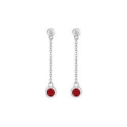 Ruby And Diamond Earrings : 14K White Gold - 0.60 CT TGW