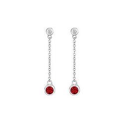 Ruby And Diamond Earrings : 14K White Gold - 0.60 CT TGW