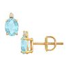 Image 1 : Diamond And Aquamarine Stud Earrings : 14K Yellow Gold - 2.04 CT TGW