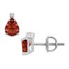 Image 1 : Diamond And Garnet Stud Earrings : 14K White Gold - 2.04 CT TGW