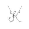 Image 1 : Cubic Zirconia Letter K Script Initial Pendant : .925 Sterling Silver - 0.15 CT TGW