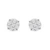 Image 1 : Cubic Zirconia 9 Cut Design Earrings : .925 Sterling Silver - 8 MM