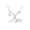 Image 1 : Diamond Letter X Script Initial Pendant : 14K White Gold - 0.15 CT Diamonds