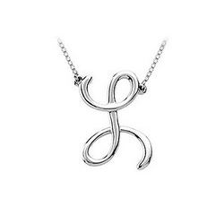 Plain Letter L Script Pendant 925 Sterling Silver