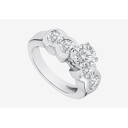 Channel Set Round Diamond Engagement Ring In 14K White Gold 2.20 Carat Diamonds