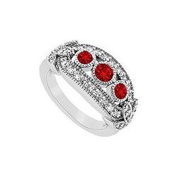 Ruby And Diamond Ring : 14K White Gold - 1.00 CT TGW