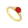 Image 1 : Ruby And Diamond Engagement Ring : 14K Yellow Gold - 0.75 CT TGW