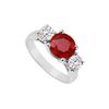 Image 1 : Three Stone Ruby And Diamond Ring : 14K White Gold - 2.00 CT TGW