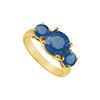 Image 1 : Three Stone Sapphire Ring : 14K Yellow Gold - 3.00 CT TGW