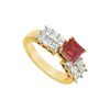 Image 1 : Ruby And Diamond Engagement Ring : 14K Yellow Gold - 1.75 CT TGW