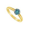 Image 1 : Blue Diamond Round Prong Set Solitaire Ring : 14K Yellow Gold 1.00 CT Diamond