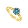 Image 1 : Blue Diamond Round Prong Set Solitaire Ring : 14K Yellow Gold 2.00 CT Diamond