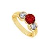 Image 1 : Ruby And Diamond Engagement Ring : 14K Yellow Gold - 1.25 CT TGW