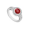 Image 1 : Ruby And Diamond Engagement Ring : 14K White Gold - 0.75 CT TGW