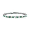 Image 1 : Frosted Emerald And Cubic Zirconia Prong Set 10K White Gold Tennis Bracelet 5.00 CT TGW