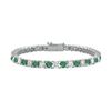 Image 1 : Frosted Emerald And Cubic Zirconia Prong Set 10K White Gold Tennis Bracelet 7.00 CT TGW
