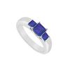 Image 1 : Three Stone Sapphire Ring : 14K White Gold - 0.25 CT TGW