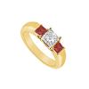 Image 1 : Three Stone Diamond And Ruby Ring : 14K Yellow Gold - 0.33 CT TGW