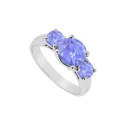 Created Tanzanite Three Stone Ring .925 Sterling Silver 3.00 CT TGW
