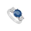 Image 1 : 10K White Gold Diffuse Sapphire And Cubic Zirconia Three Stone Ring 3.00 CT TGW