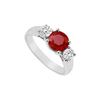 Image 1 : GF Bangkok Ruby And Cubic Zirconia Three Stone Ring 10K White Gold 0.50 CT TGW