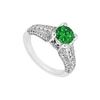 Emerald And Diamond Engagement Ring : 14K White Gold - 1.00 CT TGW