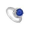 Sapphire And Diamond Engagement Ring : 14K White Gold - 2.50 CT TGW