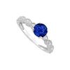 Image 1 : Diffuse Sapphire And Cubic Zirconia Engagement Ring 10K White Gold 0.60 CT TGW